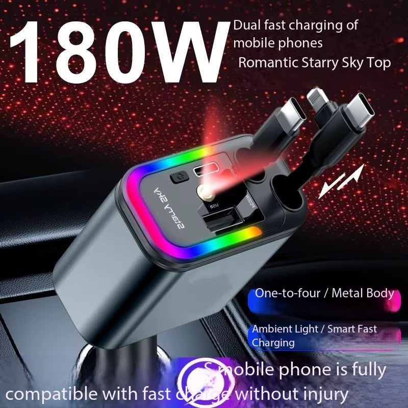 Chargeur Voiture 5 en 1 – avec Lumière Étoilée